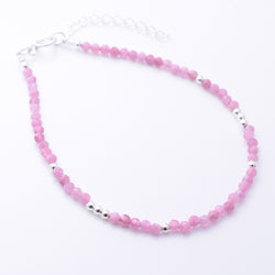 B081 - 925 silver pink tourmaline 2mm faceted bracelet