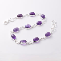 B033 - 925 silver and amethyst link bracelet