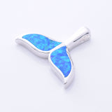 P1312 - 925 silver Imm blue opal whale tail pendant