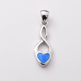 P1192 - 925 silver lab grown opal heart crossover pendant
