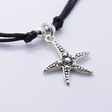 B064 - 925 silver starfish and wax cord bracelet