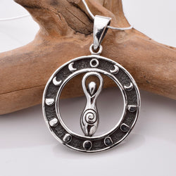 P1049 - 925 silver moonphase mother earth pendant