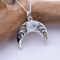 P1342 - 925 silver  crescent moon moonstone pendant