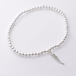 B029 - 925 silver bead and angel wing charm
