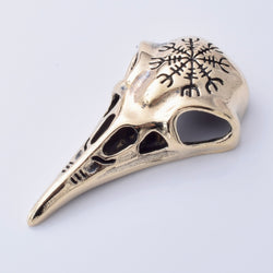 P1288 - Solid bronze ravens skull pendant