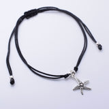 B064 - 925 silver starfish and wax cord bracelet