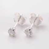 S916 - 925 silver 3mm flower CZ stud earrings