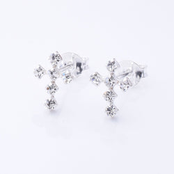 S1074 - 925 silver CZ cross stud earrings