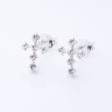 S1074 - 925 silver CZ cross stud earrings