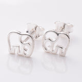 S969 - 925 silver elephant outline stud earrings