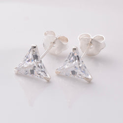 S922 - 925 silver 6mm CZ triangle stud earrings
