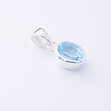 P1361 - 925 silver blue topaz oval pendant