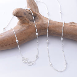 N008 - 925 silver diamond cut 20" necklace