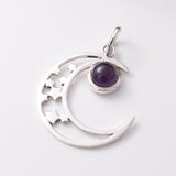 P1024 - 925 silver amethyst crescent pendant