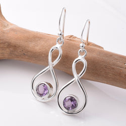 E806 - 925 silver amethyst infinity earrings