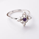 R270 925 silver amethyst knot ring