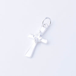 P1262 - 925 silver tiny cross with CZ stone pendant