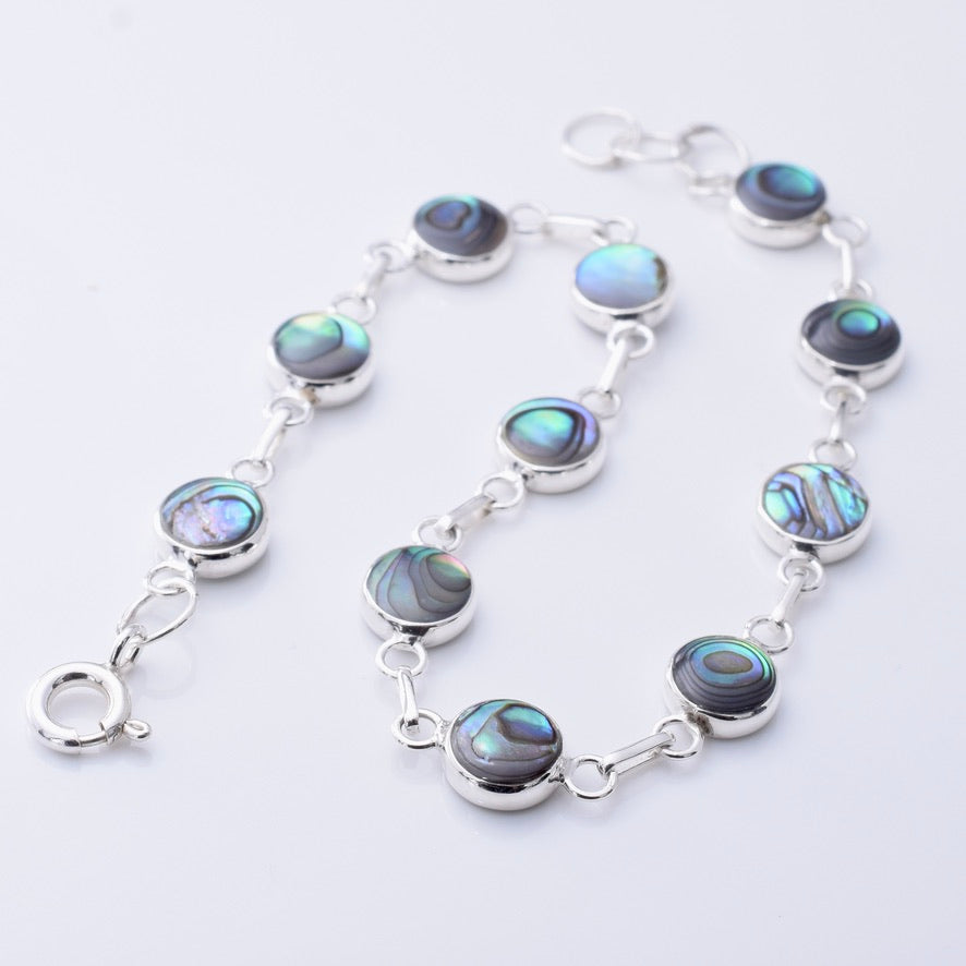 B060 - 925 silver abalone/MOP disc bracelet
