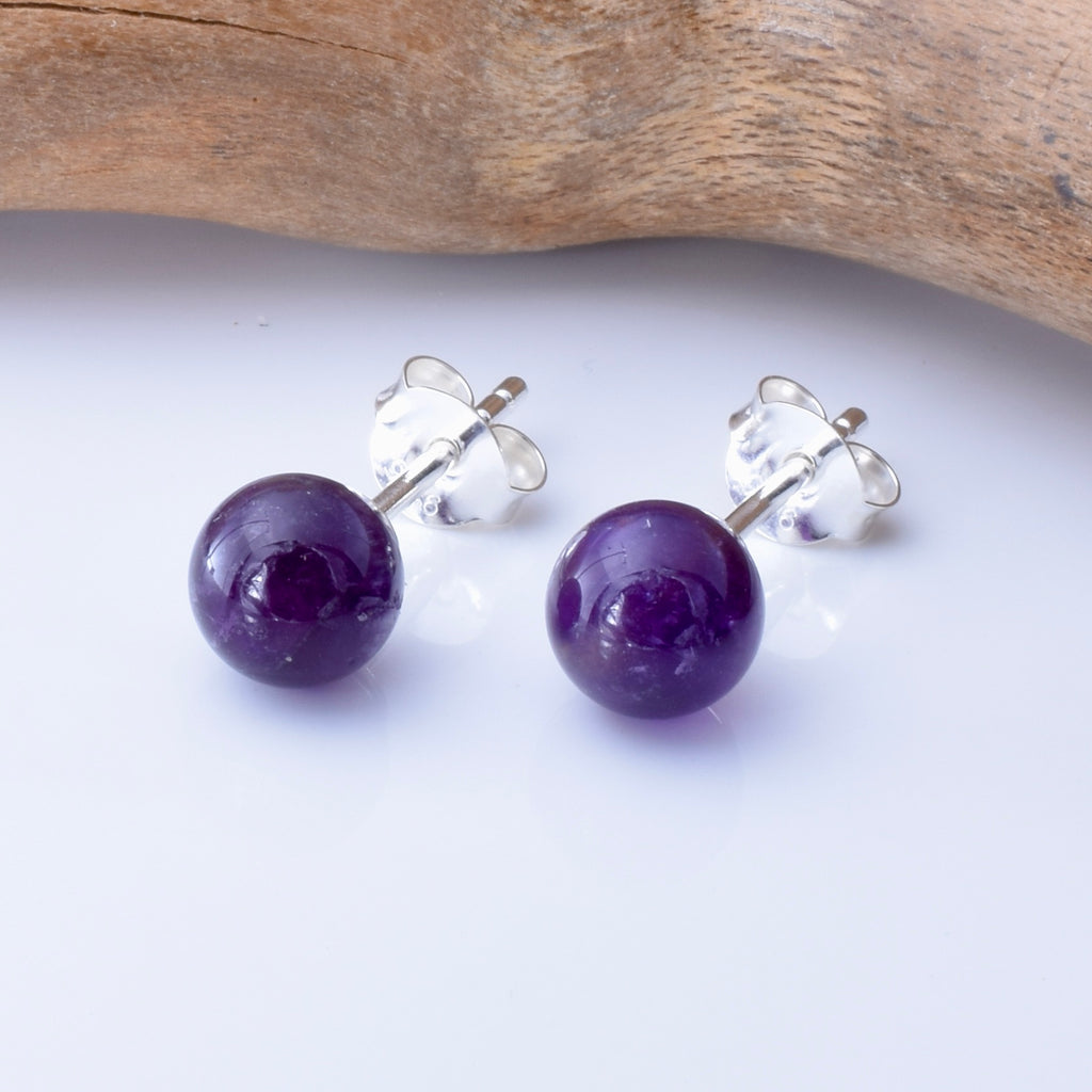 S1036 - 925 silver amethyst ball stud earrings