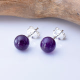 S1036 - 925 silver amethyst ball stud earrings
