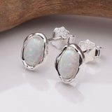 S853 - 925 silver imm white opal stud earrings