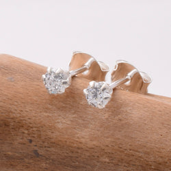S916 - 925 silver 3mm flower CZ stud earrings
