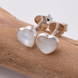 S782 - 925 silver & MOP heart stud earrings