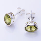 S1066 - 925 silver peridot oval facet stud earrings