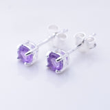 S1081 - 925 silver amethyst clawset stud earrings