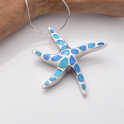P1122 - 925 silver Imm opal starfish pendant