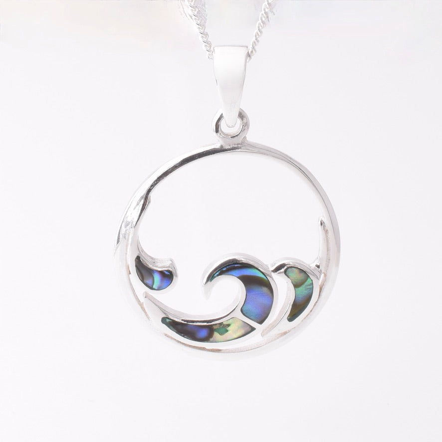 P1134 - 925 silver abalone wave pendant