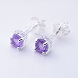 S1081 - 925 silver amethyst clawset stud earrings