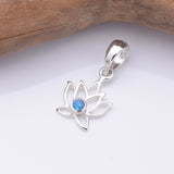P1314 - 925 silver Imm blue opal lotus flower pendant