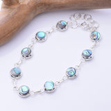 B061 - 925 silver abalone/MOP disc bracelet