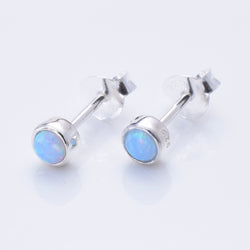 S1024 - 925 silver 4mm round imm opal stud earrings