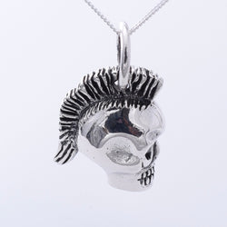 P1329 - 925 silver mohican skull pendant
