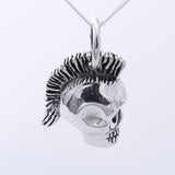 P1329 - 925 silver mohican skull pendant