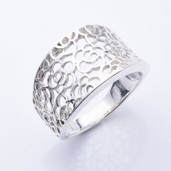 R354 - 925 silver filigree wide band ring