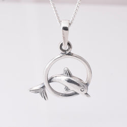 P1125 - 925 silver dolphin hoop pendant