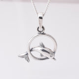 P1125 - 925 silver dolphin hoop pendant