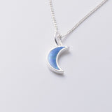 P1261 - 925 silver blue opal crescent moon pendant