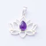P1344 - 925 silver  lotus flower AM pendant