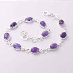 B033 - 925 silver and amethyst link bracelet