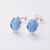 S854 - 925 silver stud blue opal irregular earrings