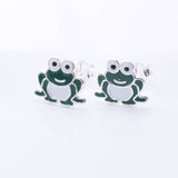 S1018 - 925 silver and enamel frog stud earrings
