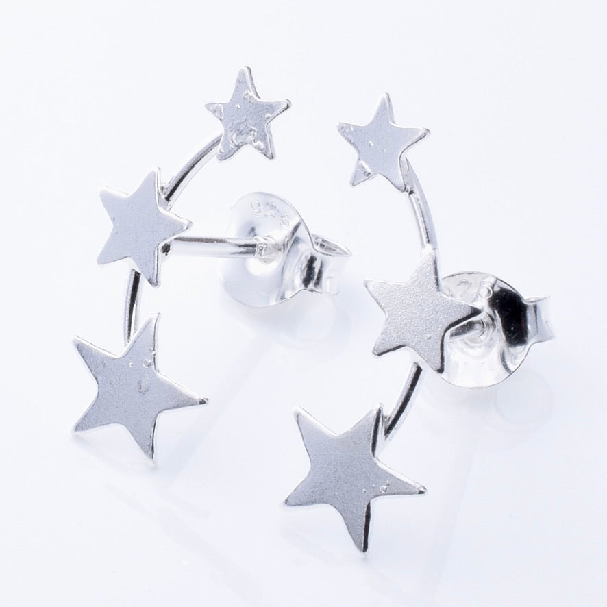 S982 - 925 silver triple star stud earrings