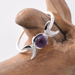 R271 925 silver triple moon amethyst ring