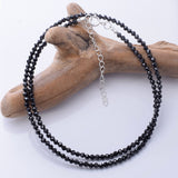 N019 - 925 silver and 2mm faceted spinel bead necklace