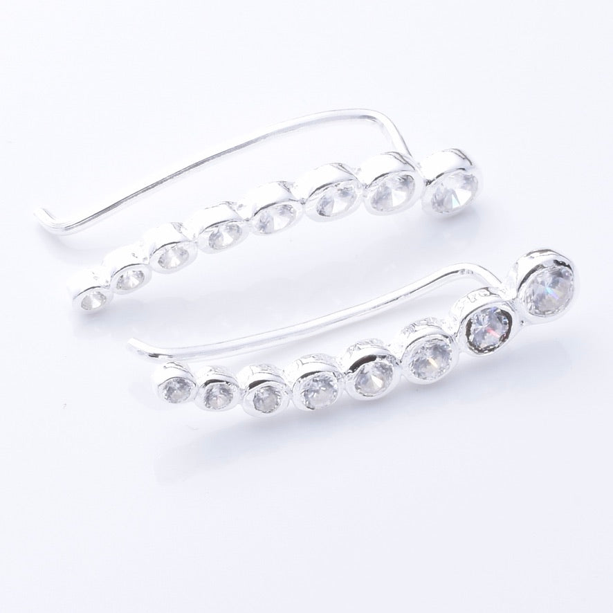 S993 - 925 silver CZ bubbles threader earrings
