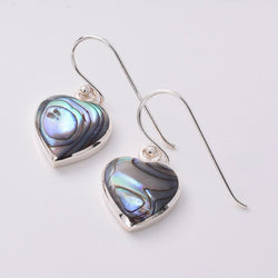 E785 - 925 silver abalone heart earrings